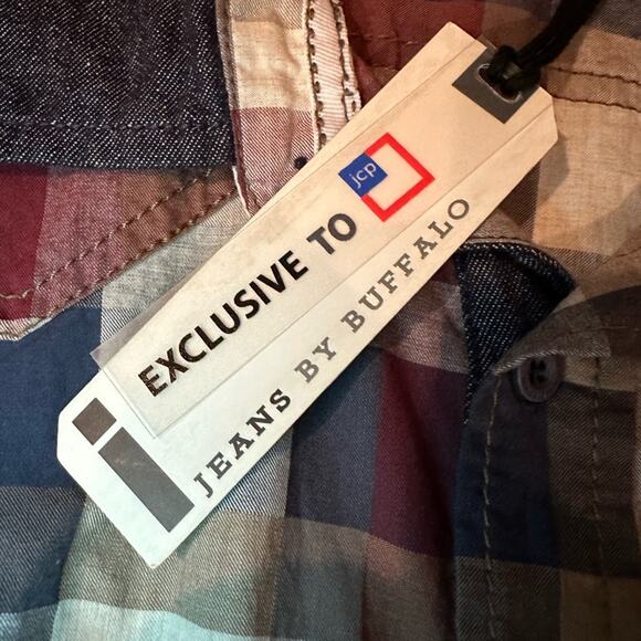 i Jeans by Buffalo Shirt Mens XXL Button Up Plaid NWT Short Sleeve Cotton - Picture 8 of 14